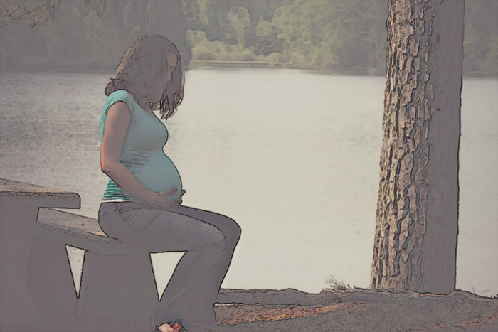 A stressed pregnant woman